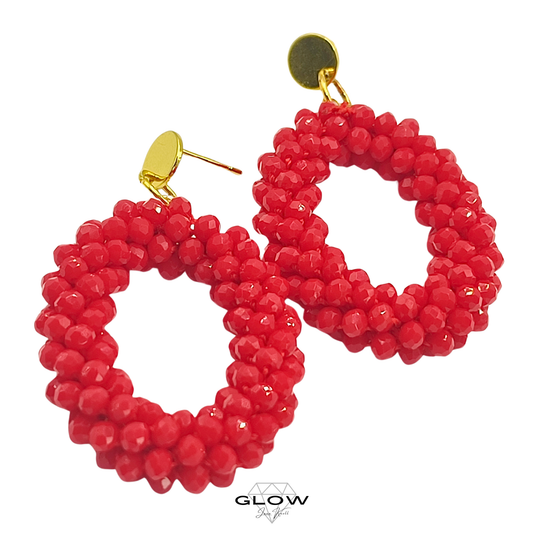 Rote Statement-Perlenohrringe