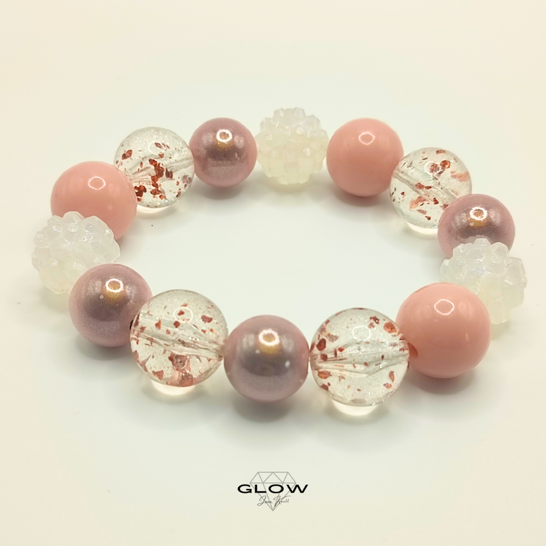 Statement-Armband "Rosè" mit schillernden 16mm Miracle Beads