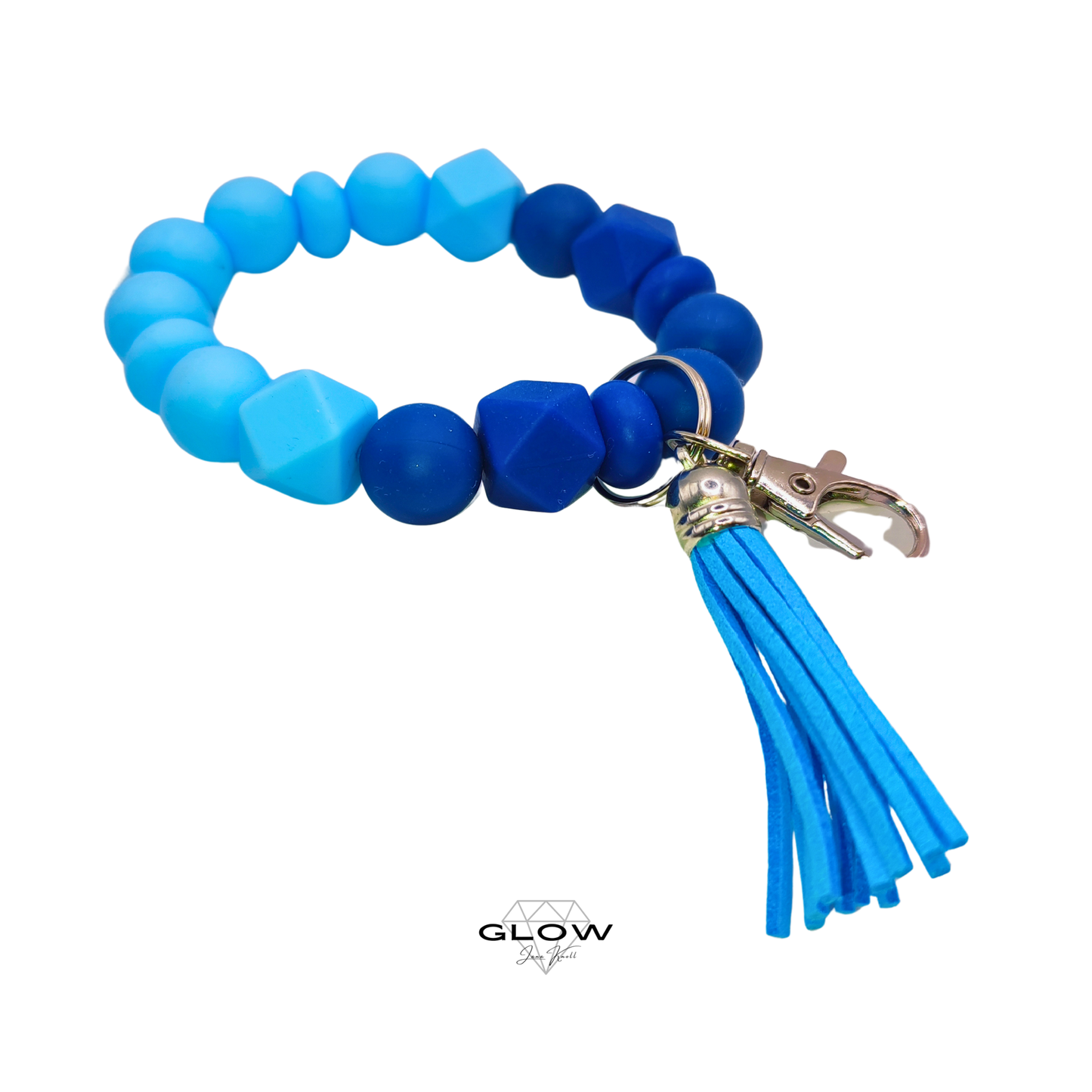 Silikonperlen-Schlüsselanhänger mit Lederquaste