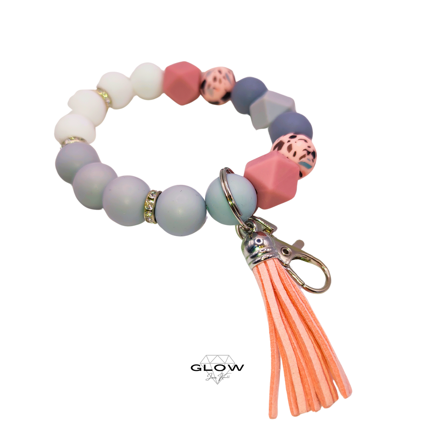 Silikonperlen-Schlüsselanhänger mit Lederquaste