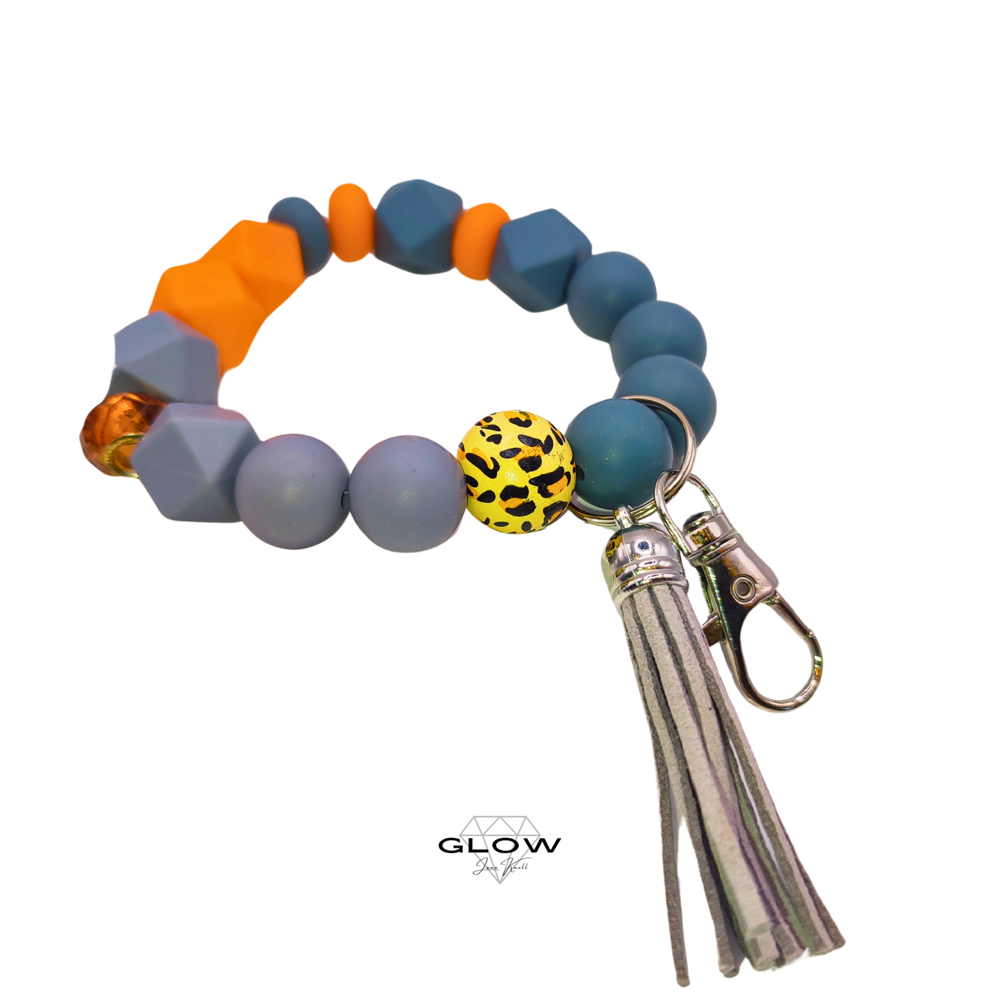 Silikonperlen-Schlüsselanhänger mit Lederquaste