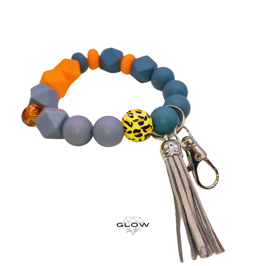 Silikonperlen-Schlüsselanhänger mit Lederquaste