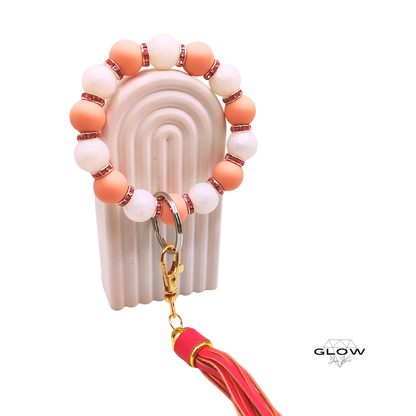 Silikonperlen-Schlüsselanhänger mit Lederquaste