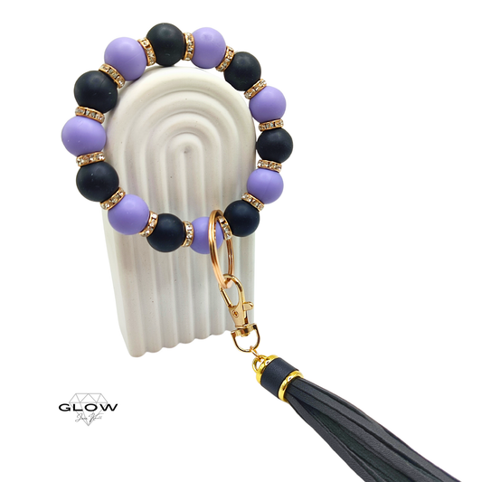 Silikonperlen-Schlüsselanhänger mit Lederquaste