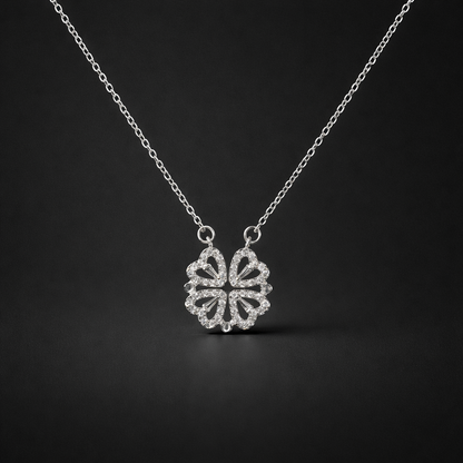2-in-1 Magnet-Halskette "Magic Clover" – Kleeblatt & Herz-Ensemble