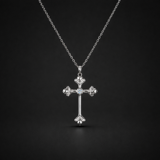 Edelstahl-Halskette mit filigranem Kreuz-Anhänger