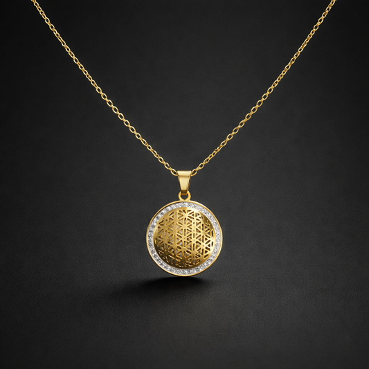 Halskette „Blume des Lebens“ – 18k vergoldeter Edelstahl
